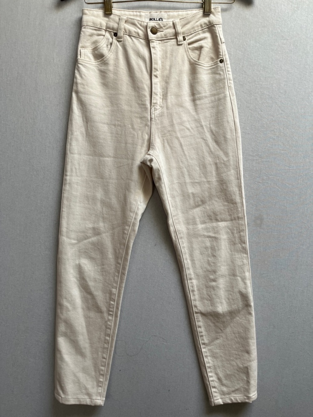 ROLLA'S Cream High Rise Straight Slim Leg Jeans Size 25 (Aussie 7)